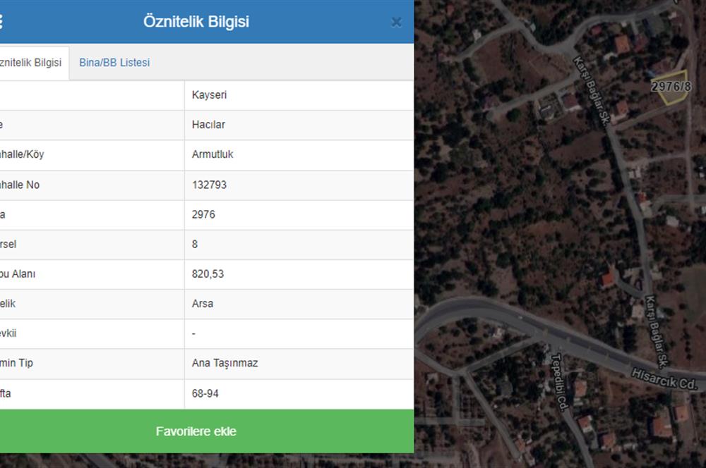 HACILAR ARMUTLUK'TA MUHTEŞEM MANZARALI KÖŞEBAŞI VİLLA PARSEL.