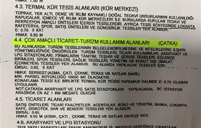 Afyon Kütahya Yolu Ana Cadde'ye Sıfır Turizm Tesis Alanlı Arsa