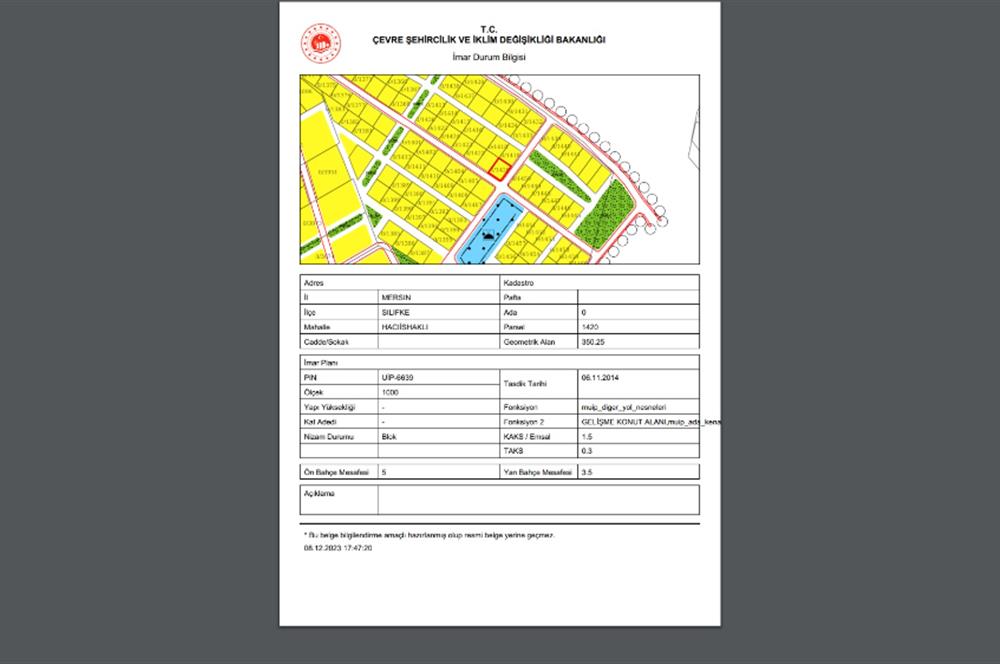 C21 NOVO'DAN SİLİFKE'DE 350 M2 İMARLI SATILIK ARSA