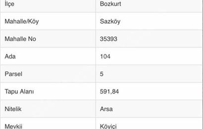 Bozkurt, Sazköy Mahallesinde Satılık Fırsat Arsa