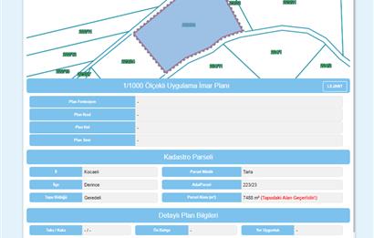 Kocaeli Derince Geredeli Doğayla iç içe 7.488m2 Satılık %5 imarlı Arazi