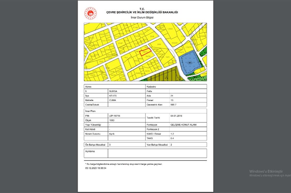 C21 NOVO'DAN BURSA KELES MERKEZDE 568 M2 İMARLI SATILIK ARSA