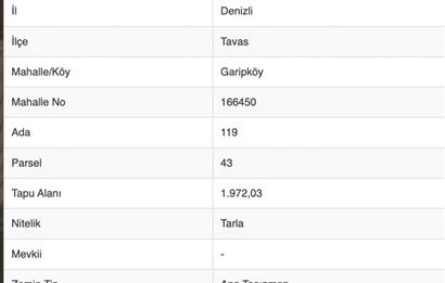 Tavas Garipköy'de Satılık TARLA