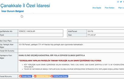 İMARLI ARSA ÇANAKKALE YENİCE HACILAR KÖYÜ YOLA CEPHELİ