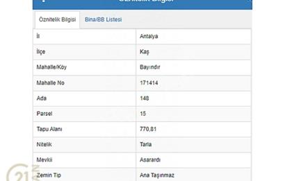  C21 HAN ANTALYA KAŞ BAYINDIR SATILIK TARLA