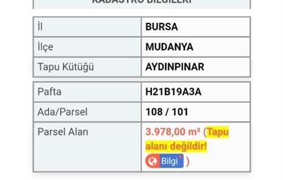 MUDANYA AYDINPINAR'DA İMARLI ARSA