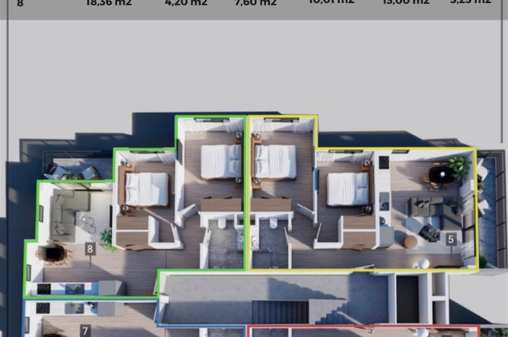 Bodrum Mumcular Gölbasi'nda Projeden Satılık Bahce katı Daire