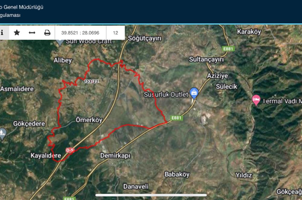 SUSURLUK ÖMERKÖY O.S.B BÖLGESİ 15225 M2 YATIRIMLIK SATILIK TARLA