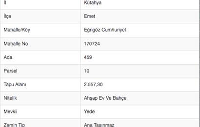 KÜTAHYA EMET EĞRİGÖZ’DE SATILIK 2.557 M2 YATIRIMLIK ARAZİ