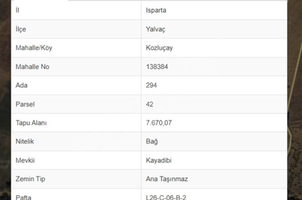 ISPARTA YALVAÇ’TA TAKASA AÇIK 7600 M2 SATILIK TARLA