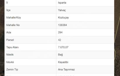 ISPARTA YALVAÇ’TA TAKASA AÇIK 7600 M2 SATILIK TARLA