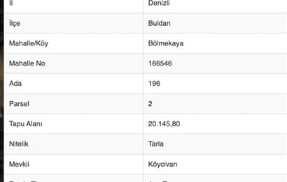 BULDAN BÖLMEKAYA'DA 5036 m² HİSSESİ SATILIK ZEYTİNLİK