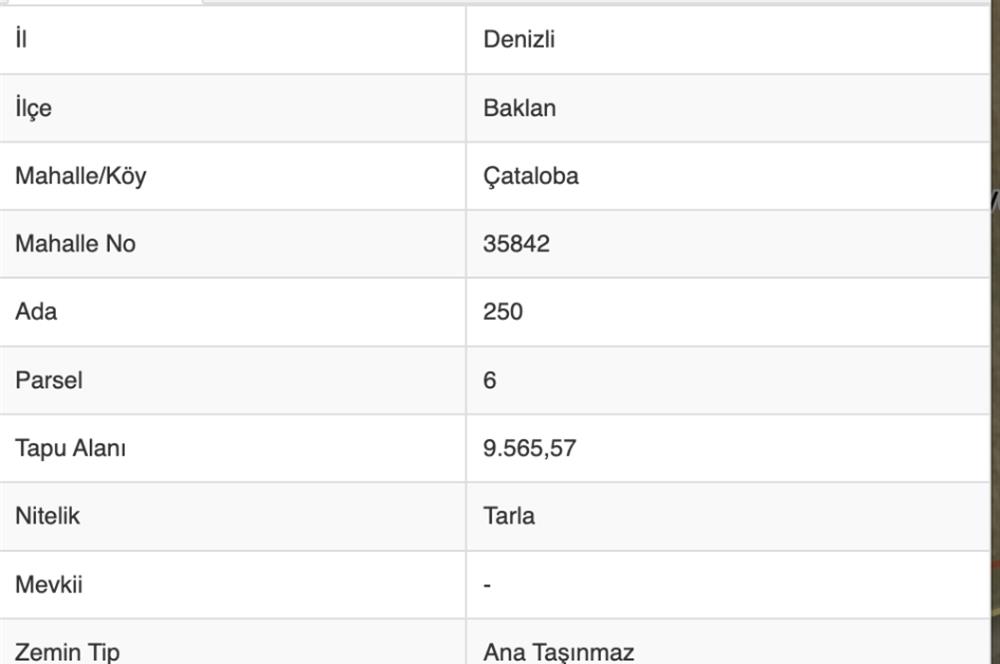 BAKLAN ÇATALOBADA SATILIK TARLA