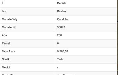 BAKLAN ÇATALOBADA SATILIK TARLA