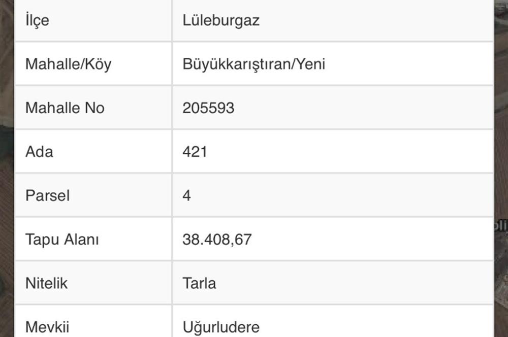 C21 MOLLA TEAM SANAYİ İMARINA BİTİŞİK TEK TAPU 38 DÖNÜM TARLA