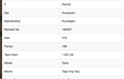 ACIPAYAM KUMAFŞARI DENİZLİ ANTALYA KARAYOLUNDA SATILIK TARLA