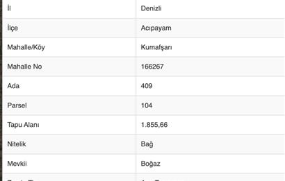 ACIPAYAM KUMAFŞARI DENİZLİ ANTALYA KARAYOLUNDA SATILIK BAĞ