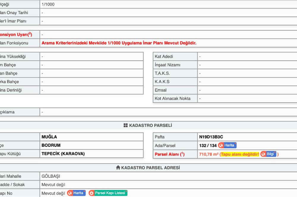 Bodrum Mumcular Tepecik Karaova'da 13.330 m² Satılık Tarla