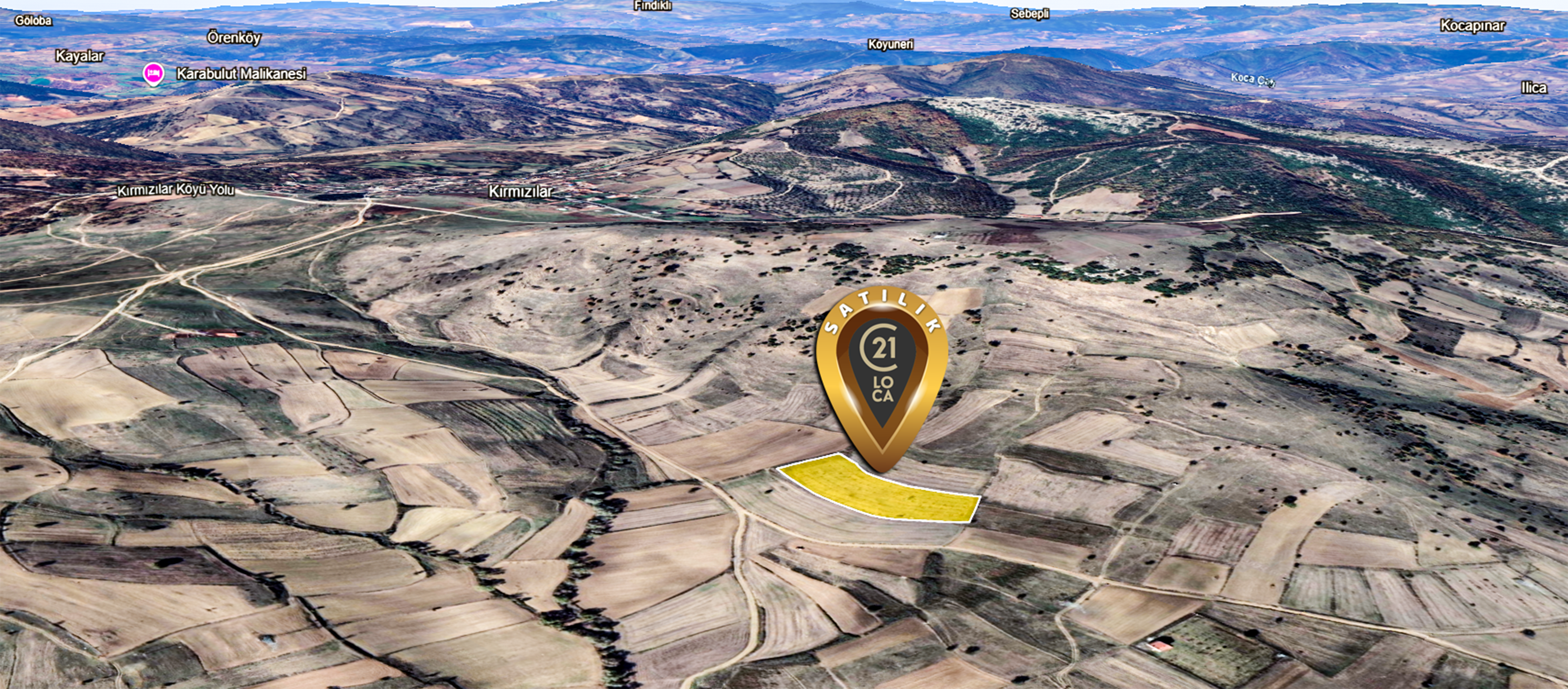 C21 LOCA'DAN KIRMIZILARDA 8.288m² BADEM EKİLİ ÇEVRİLİ TARLA