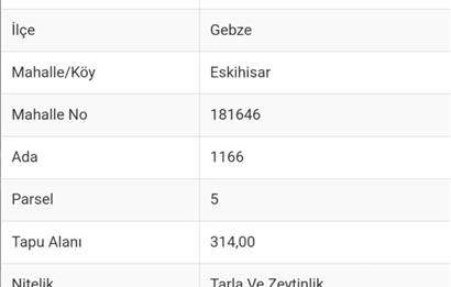 C21 NOVO'DAN 314 M2 GEBZE BARIŞ MH. SATILIK 4 KATA İMARLI ARSA