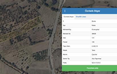 C21 NOVO'DAN BURSA KELES'TE SATILIK TARLA