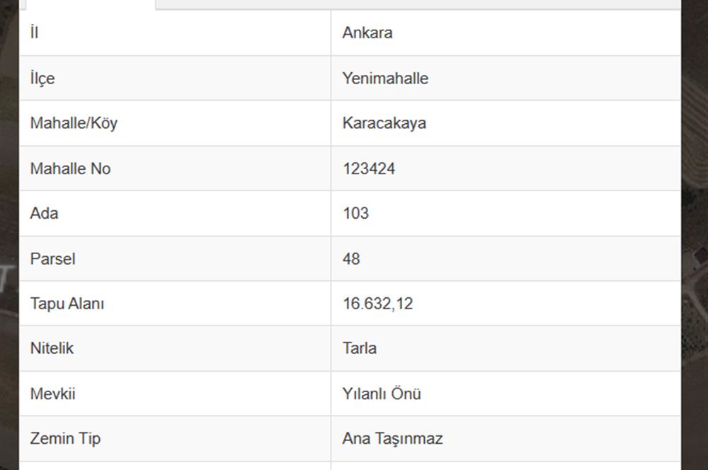 ANKARA YENİMAHALLEDE YATIRILIMLIK ARSA