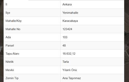 ANKARA YENİMAHALLEDE YATIRILIMLIK ARSA