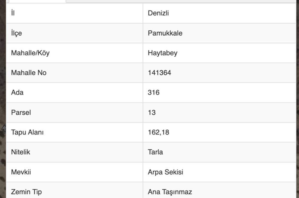 Pamukkale Haytabey'de Satılık Tarla