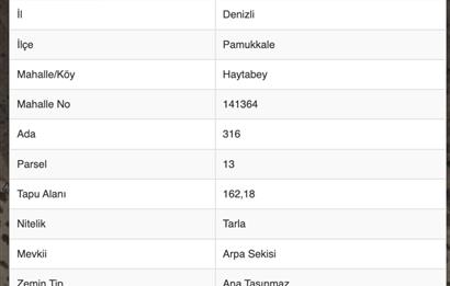 Pamukkale Haytabey'de Satılık Tarla