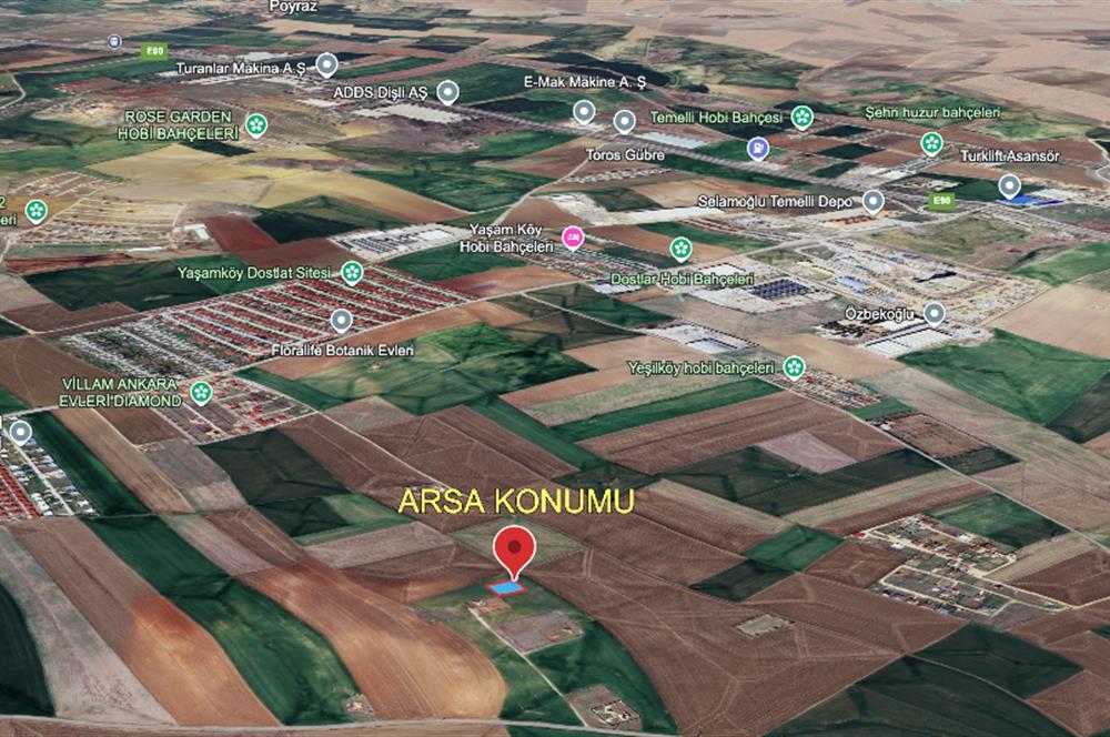 ANKARA SİNCAN TEMELLİ SATILIK KONUT İMARLI 1000 m2 ARSA