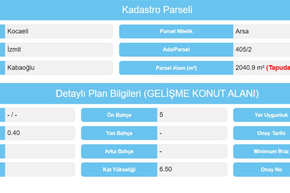 FIRSAT!!! İZMİT KABAOĞLU'NDA SATILIK VİLLA İMARLI ARSA