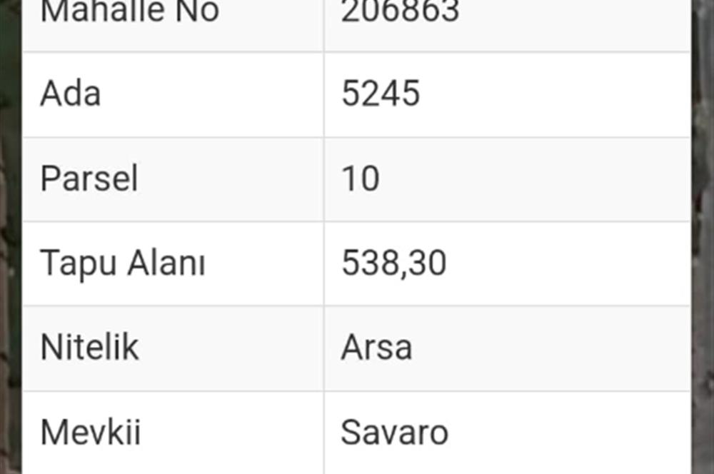 538 m2 İMARLİ SATILIK ARSA