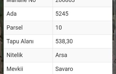 538 m2 İMARLİ SATILIK ARSA