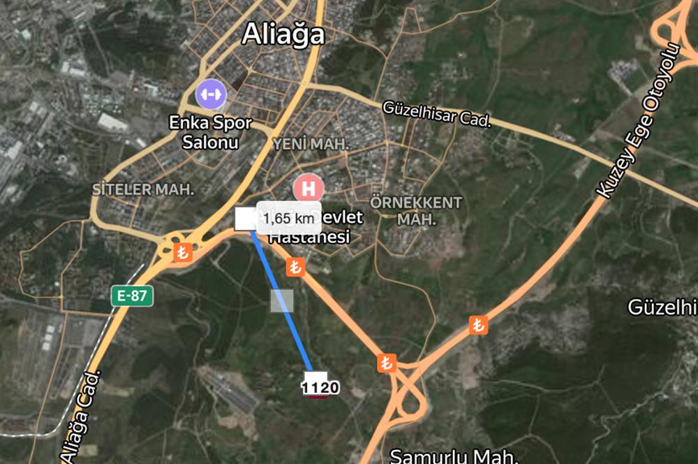 Aliağa Samurlu da 23.467 m2 Satılık Tarla