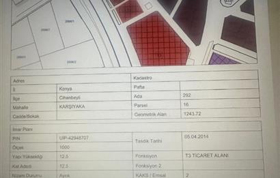 ANKARA-KONYA YOLUNA CEPHE 1243 M2 TİCARİ (T3) İMARLI ARSA