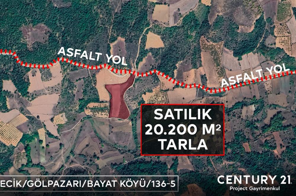 ''CENTURY 21 PROJECT'' BİLECİK GÖLPAZARI SATILIK 20.200 M2 TARLA