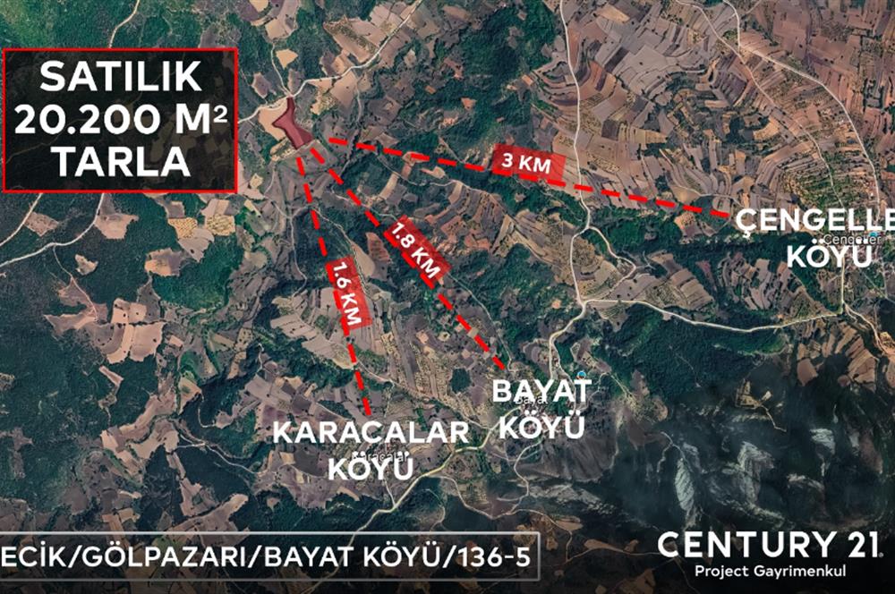 ''CENTURY 21 PROJECT'' BİLECİK GÖLPAZARI SATILIK 20.200 M2 TARLA