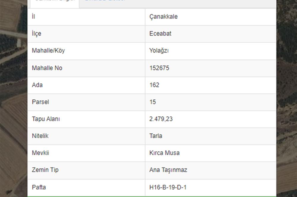 1 NUMARALI YATIRIM İLİ ÇANAKKALE YOLAĞZI KÖYÜNDE 2479 m2