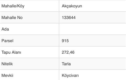 KARACABEY /BURSA AKÇAKOYUN MAHALLESİNDE SATILIK TARLA