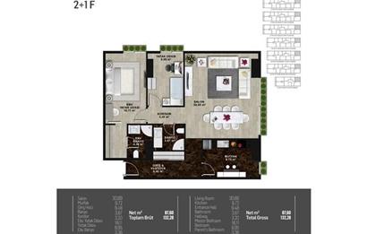 C21 ROOF'dan MİNA TOWERS'da EN BÜYÜK KAPALI MUTFAK 2+1 SATILIK DAİRE