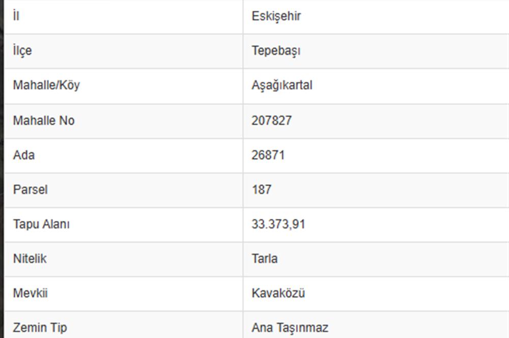 CENTURY 21 VİZYON'DAN ESKİŞEHİR AŞAĞI KARTAL’DA 330 m2 HOBİ BAHÇESİ