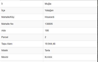 MUĞLA YATAĞAN'DA 19.944 M2 TARLA 