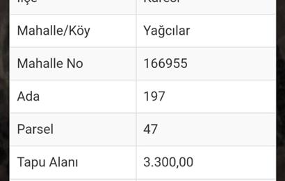 C.21 LOCA KARESİ YAĞCILARLAR MAH.SATILIK 18100M2 3 ADET TARLA