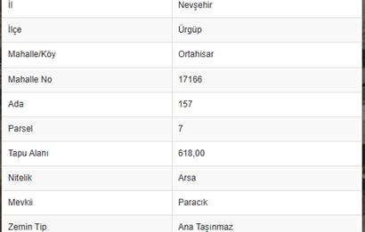 ÜRGÜP ORTAHİSAR'DA 618 M² TEMİZ KONUT PARSELİ CENTURY21ZİRVE'DEN