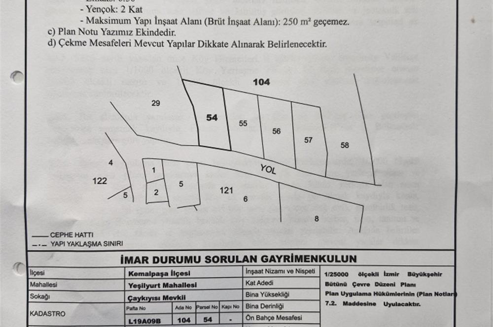 Kemalpaşa Yeşilyurt'ta İmarlı 500m2 satılık arsa