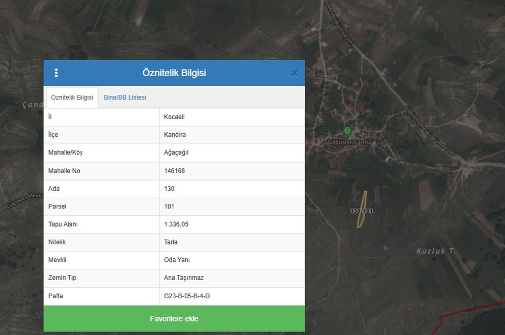 KANDIRA AĞAÇAĞIL'DA YERLEŞİM YERİNİN DİBİNDE 1.340 m2 TARLA