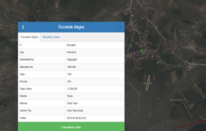 KANDIRA AĞAÇAĞIL'DA YERLEŞİM YERİNİN DİBİNDE 1.340 m2 TARLA