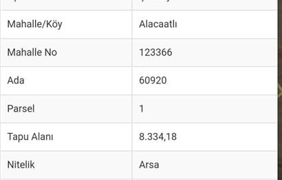 YAŞAMKENT ALACAATLI'DA 8.334 M2 TEK TAPU SATILIK ARSA