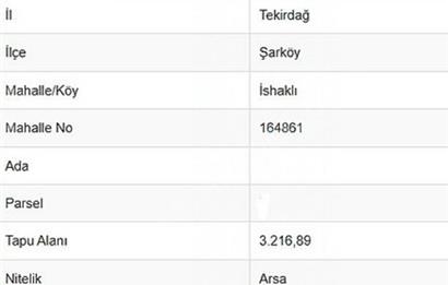 Tekirdağ Şarköyde Satılık Arsa