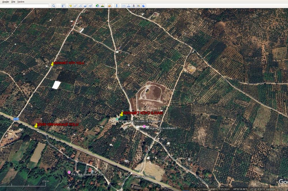ORHANGAZİ KERAMET KÖYÜ'NDE 1342 m² ZEYTİNLİK
